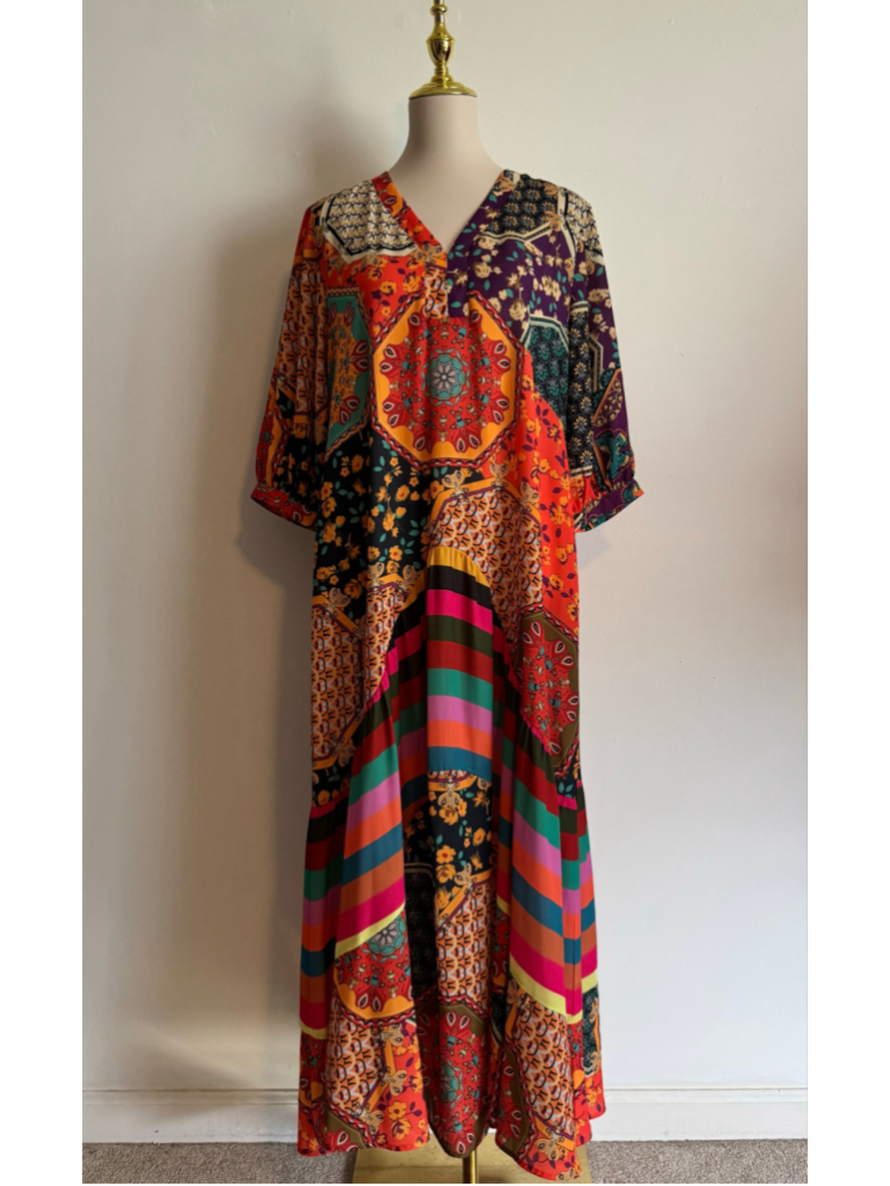 Women's Cezele Maxi Dress Size M Multicolor Patchwork Print